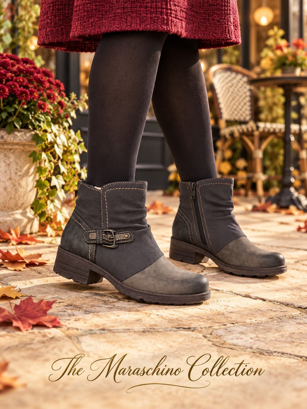 Earth Origins Gray Leather Slouchy Buckle Ankle Boots Low Heel Size 8.5